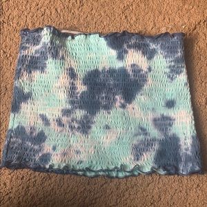 Blue tie dye tube top